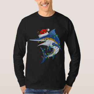 Funny Marlin Fish Lover Xmas Santa Hat Marlin Chri T-Shirt