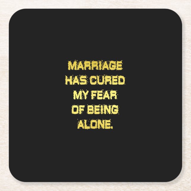 Funny Marriage and Fear Joke Square Paper Coaster (Front)