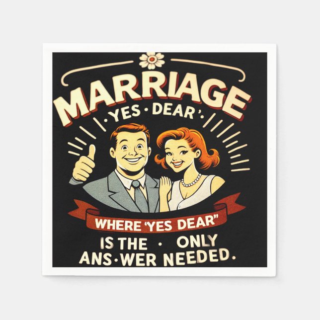 Funny Marriage, Anniversary Gift Napkins (Front)