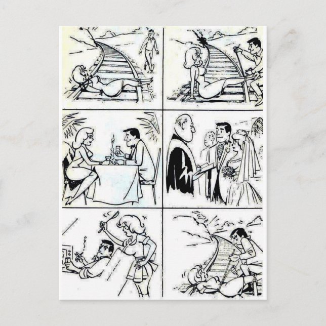Funny Marriage/Dating Relationship Cycle Postcard (Front)