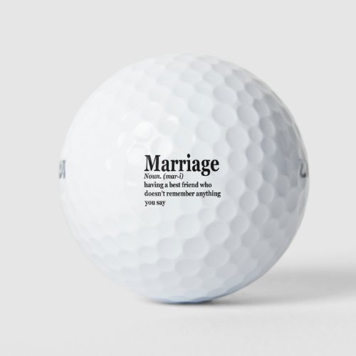 Funny Marriage Definition Couple Husband Wife Gift Golf Balls