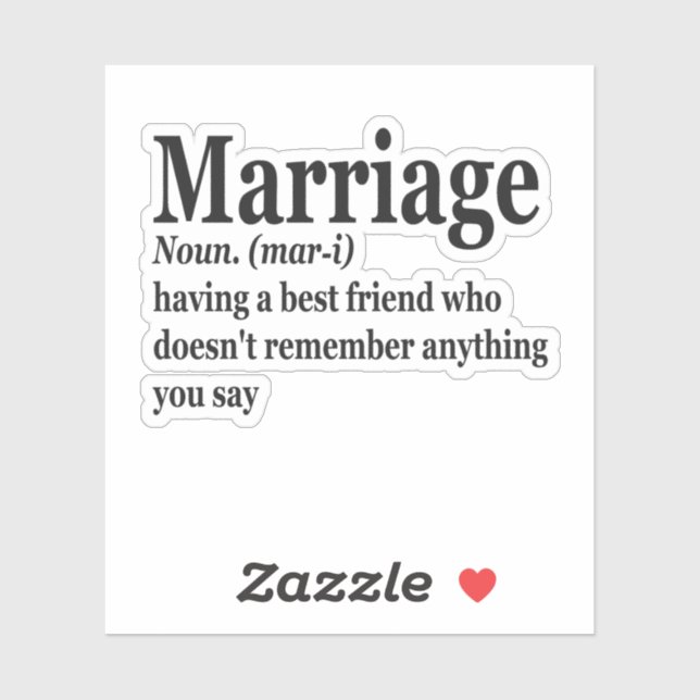 Funny Marriage Definition Couple Husband Wife Gift Sticker (Sheet)