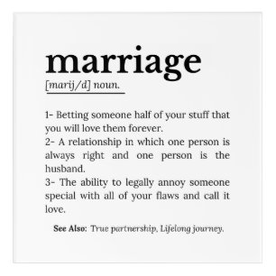 Funny Marriage Definition Typography Quote Acrylic Print