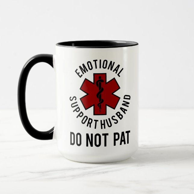 Funny Marriage Emotional Support Husband Humor Gif Mug (Left)