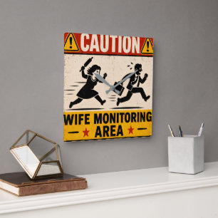 Funny Marriage Humor for Couples Square Wall Clock