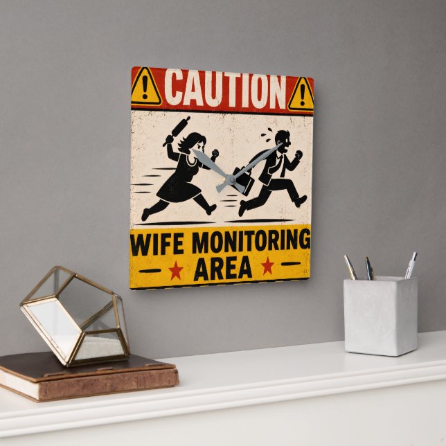 Funny Marriage Humor for Couples Square Wall Clock (Office)