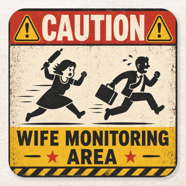 Funny Marriage Humor Square Paper Coaster (Front)