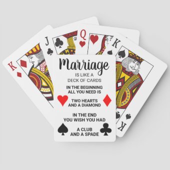 Funny Marriage Is Like A Deck Of Cards Wedding | Zazzle