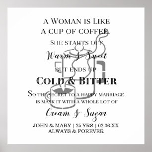 Funny Marriage Like Coffee Anniversary With Names Poster