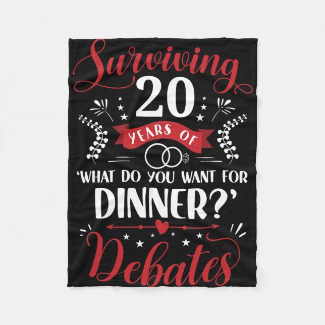 Funny Married Couples Him Or Her 20th Wedding Anni Fleece Blanket (Front)