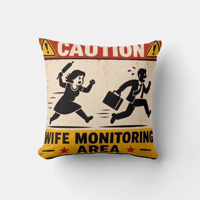Funny Married Life Joke Throw Pillow (Front)