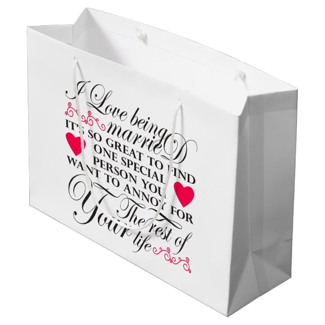 Funny Married life word art Anniversary Large Gift Bag (Back Angled)