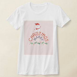 Funny Marry Christmas snow man pink T-Shirt