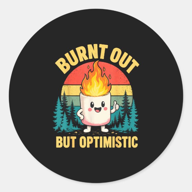 Funny marshmallow  classic round sticker (Front)