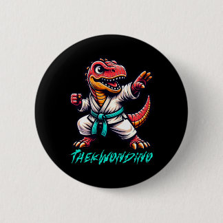 Funny Martial Arts Karate Taekwondo Dino Animal Cu Button
