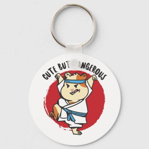 Funny Martial Arts Kids Cute But Dangerous Hamster Keychain