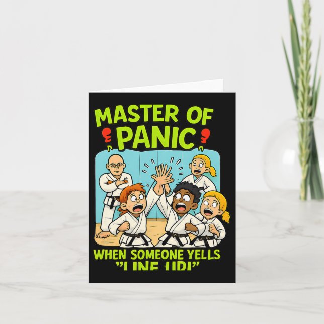 Funny Martial Arts Panic Line Up Boxing Cartoon  Card (Front)