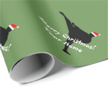 Funny martials arts karakte kick santa Christmas Wrapping Paper<br><div class="desc">Funny martials arts karakte kick santa Christmas wrapping paper for men, women and kids (boy or girl). Customizable template design. Add your own funny quote or saying optionally. Silhouette with Santa Claus hat. Cute winter Holiday giftwrap for children, teacher, instructor, black belt etc. Custom xmas accessories with humorous fighter. Green...</div>