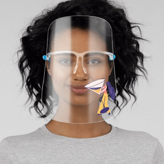 Funny Martini Glass Drink Cute Cheers Face Shield (Insitu)