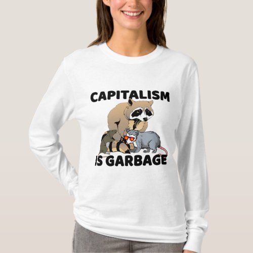 Funny Marx Raccoon Capitalism Is Garbage Anti Capi T_Shirt