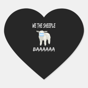 Funny mask sheep   sheeple wearing face mask heart sticker