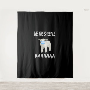 Funny mask sheep sheeple wearing face mask tapestry