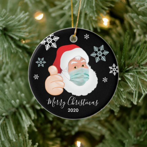 Funny Masked Santa Commemorative Christmas Ceramic Ornament