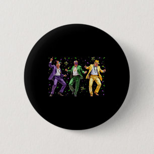 Funny Masked Trump Dance Mardi Gras New Orleans Button