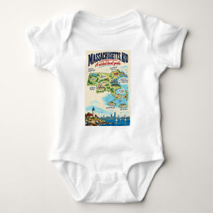 Funny Massachusetts Map Poster Wicked Local Baby Bodysuit