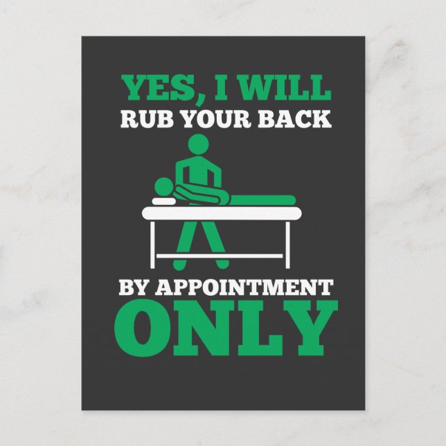 Funny Massage Therapist - I Will Rub Your Back Postcard (Front)