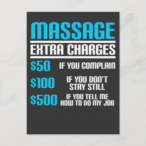 Funny Massage Therapist _ Massage Extra Charges Postcard