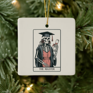 Funny Master Graduation Gift Skeleton Graduate Ceramic Ornament