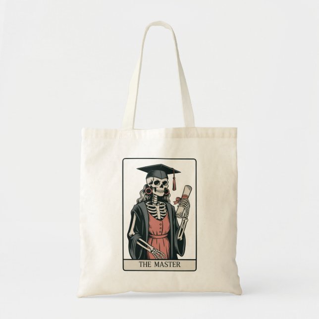 Funny Master Graduation Gift Skeleton Graduate  Tote Bag (Front)