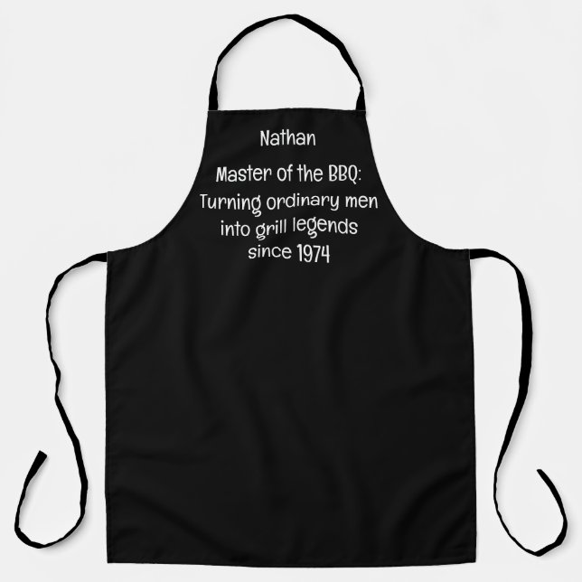 Funny Master of the Barbecue Chef Kitchen Men's  Apron (Front)