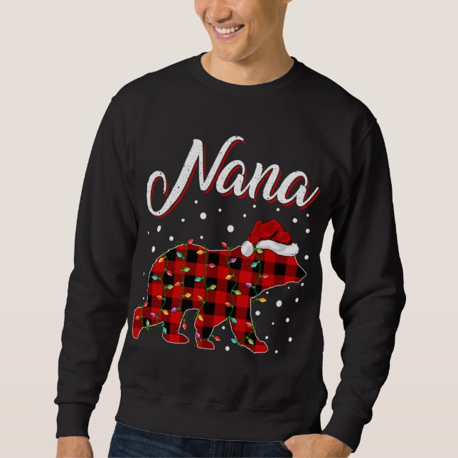 Funny Matching Buffalo Plaid Nana Bear Christmas P Sweatshirt (Front)