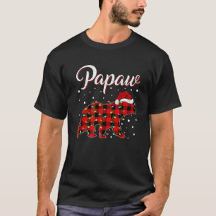 Funny Matching Buffalo Plaid Papaw Bear Christmas T-Shirt
