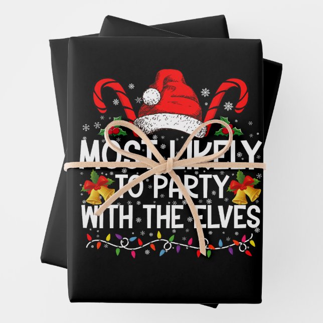 Funny Matching Christmas Most Likely To Party  Wrapping Paper Sheets (In situ)