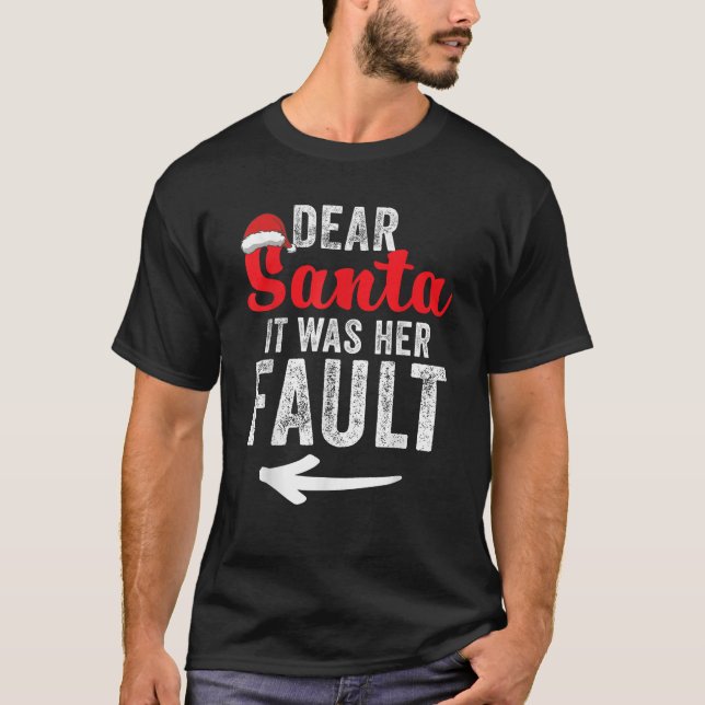 Funny Matching Couples Christmas His and Hers  T-Shirt (Front)