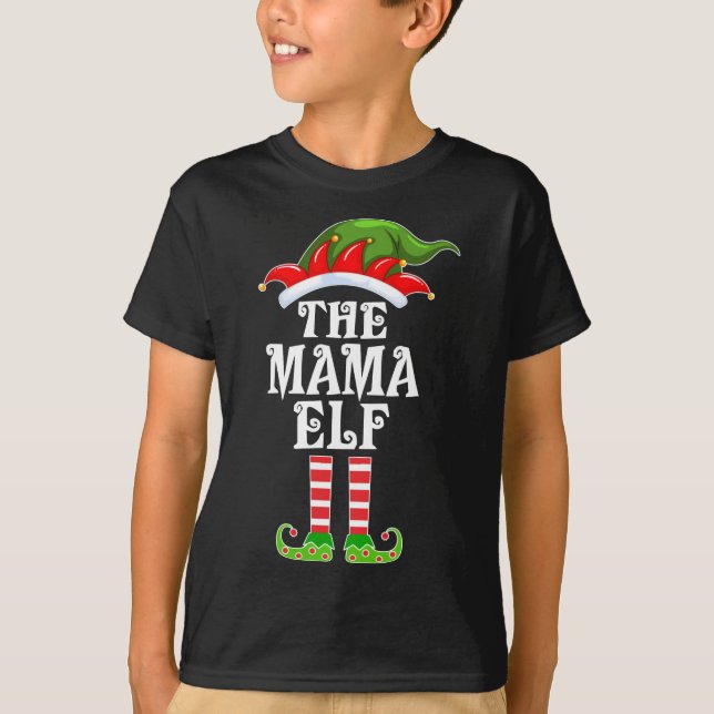 Funny Matching Family The Mama Elf Christmas Costu T-Shirt (Front)