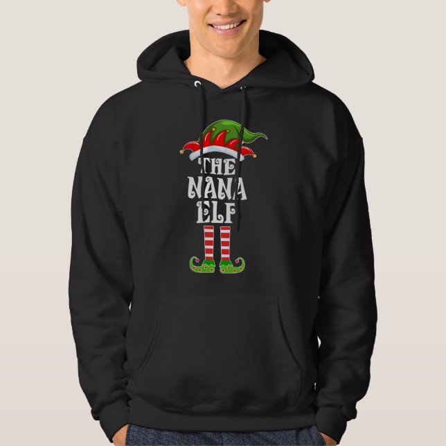 Funny Matching Family The Nana Elf Christmas Costu Hoodie (Front)