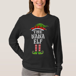 Funny Matching Family The Nana Elf Christmas Costu T-Shirt