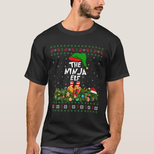 Funny Matching Family Ugly The Ninja Elf Christmas T-Shirt (Front)
