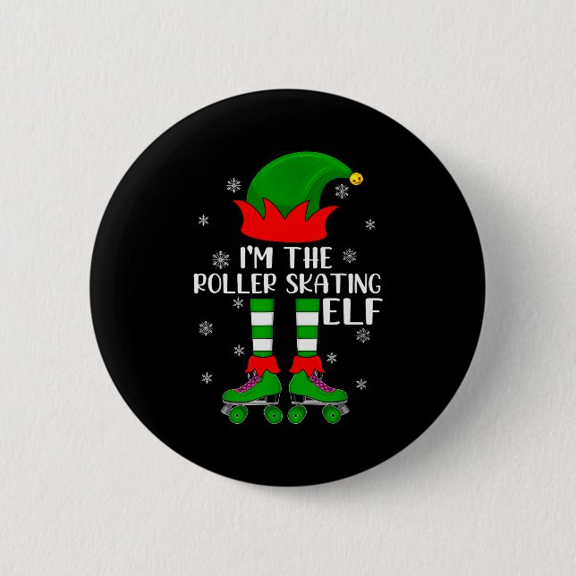 Funny Matching Group The Roller Skating Elf Christ Button (Front)