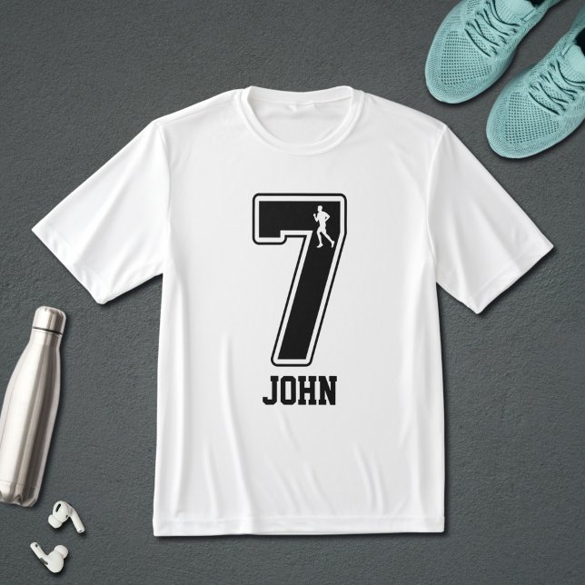 Funny Matching Number 7 Couple Running Custom Name T-Shirt (Creator Uploaded)