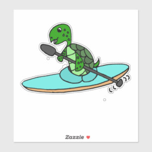 Funny Matching Sea Turtle Kayaking Cartoon Sticker