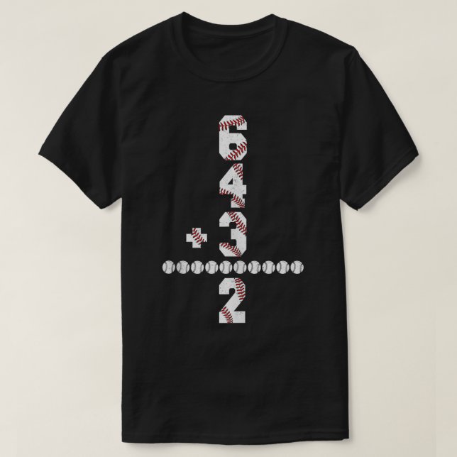 Funny Math 6 4 3 2 Baseball Lover Player Graphic M T-Shirt (Design Front)
