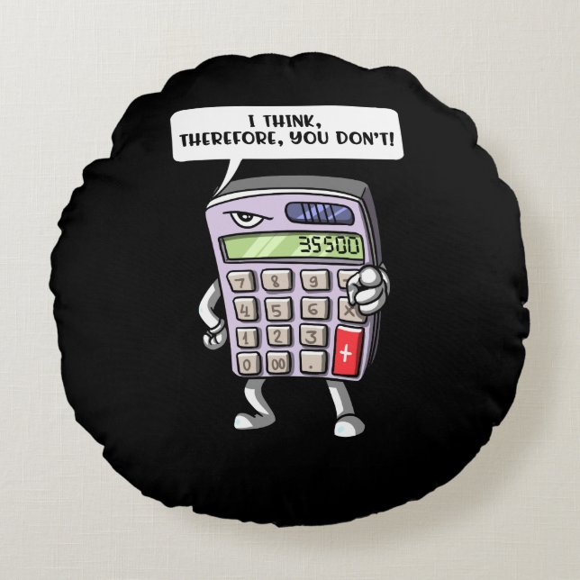 Funny Math Algebra Calculator Mathematics Joke Round Pillow (Front)