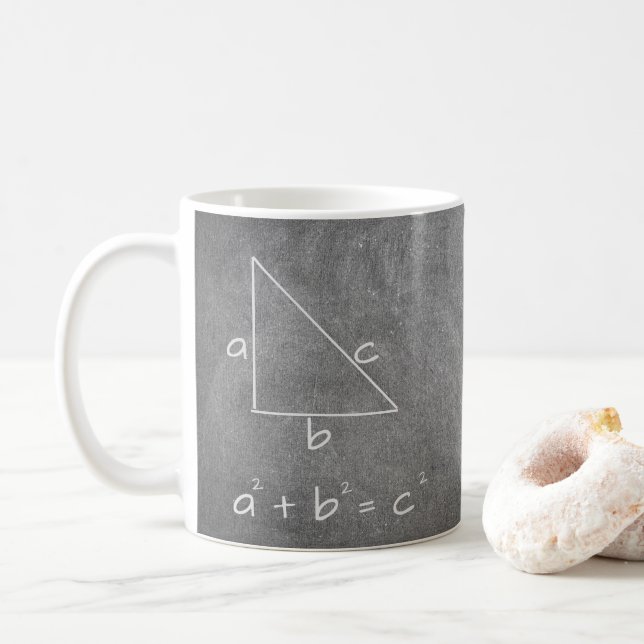 Funny Math Algebra Pythagorean Theorem Geek Coffee Mug (With Donut)