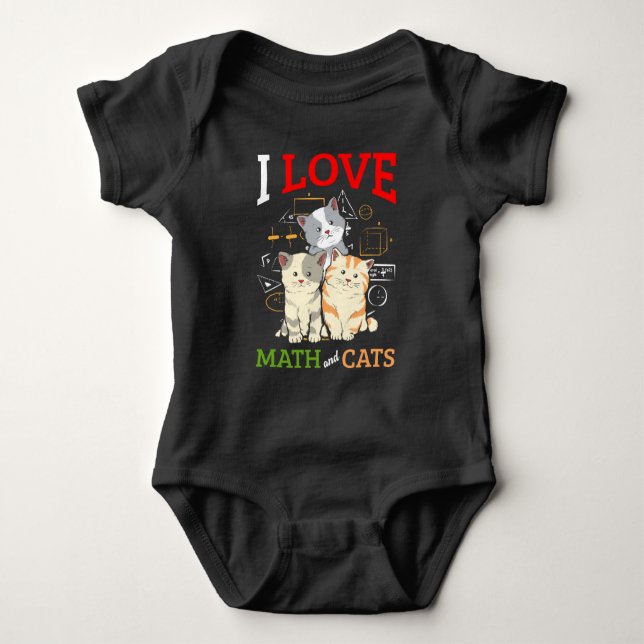 Funny Math and Cat Lover Animal Science Teacher Baby Bodysuit (Front)