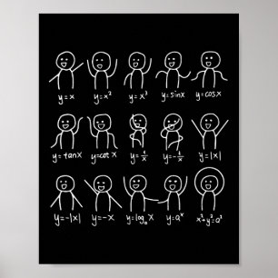 Funny Math Dances Happy Face Sketch Algebra Humor Poster